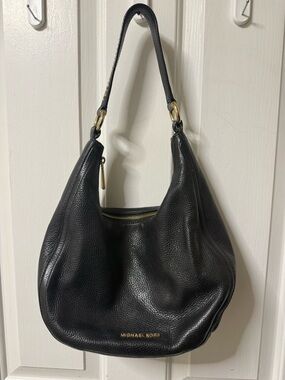 Michael Kors Black Pebbled Leather Hobo with Gold Hardware